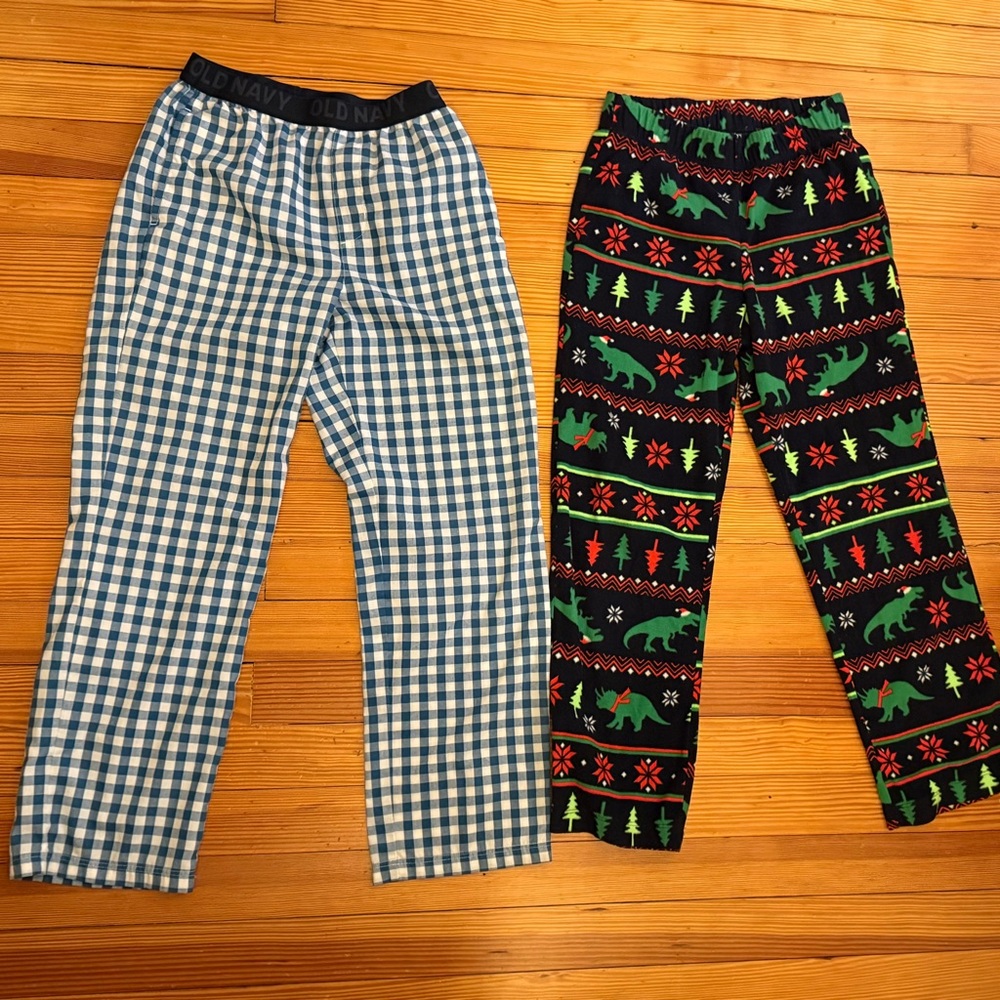 Old Navy Kids PJ Pants size L - Blue Check & Dinosaur holiday